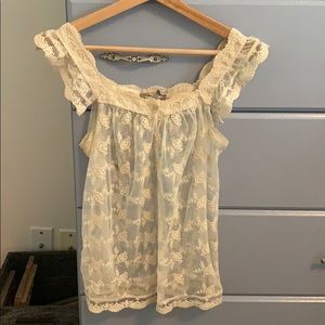 Cream sheer top